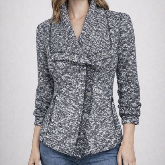 saturday sunday Jackets & Blazers - Saturday Sunday Blue White Marled Knit Academia Tennis Prep Women's Jacket Sz S